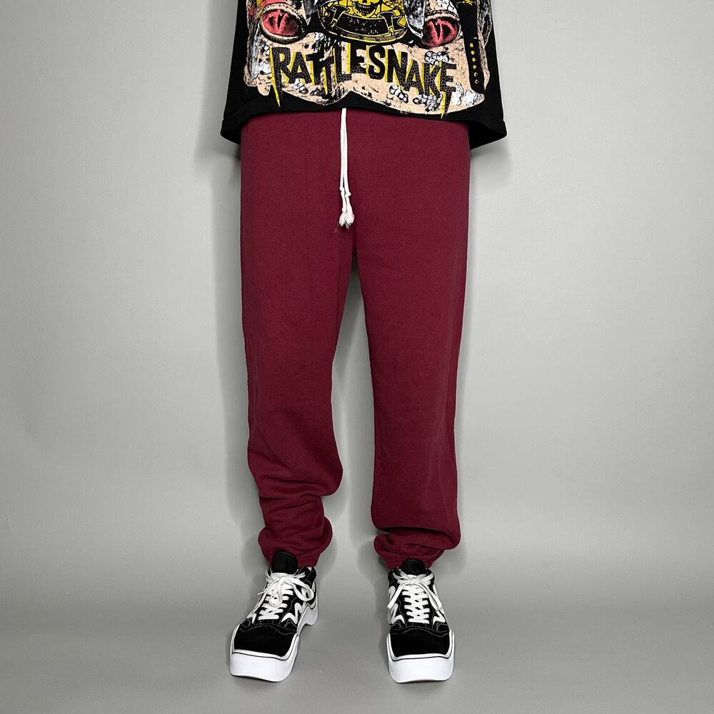 Vintage 90s Russell Sweatpants Mens L Baggy Maroon Red Cotton Joggers Made USA - Picture 2 of 4
